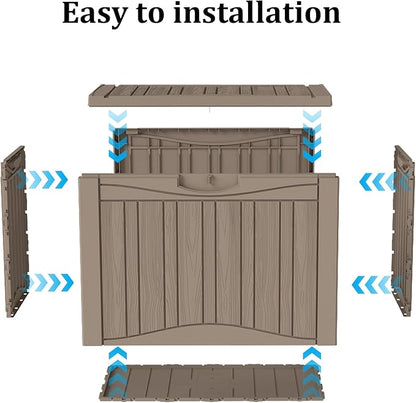 50 Gallon Lockable Resin Deck Box, Waterproof & UV-Resistant Outdoor Storage Box - Image 7