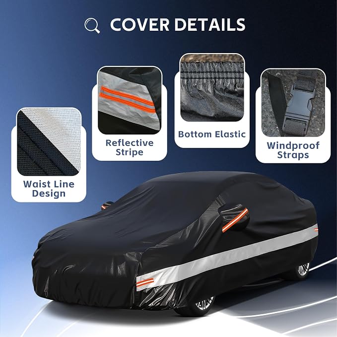 10 Layers Car Cover Custom Fit for Honda Civic Sedan Waterproof All Weather for - Image 4