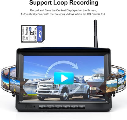 Fookoo HD 1080P 9" Wireless Backup Camera System, 9-inch Dual/Quad Split - Image 5