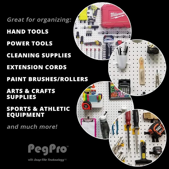 PegPro® 2" Hooks Kit for Standard “Wood Fiber” pegboard – Durable Plastic - Image 4