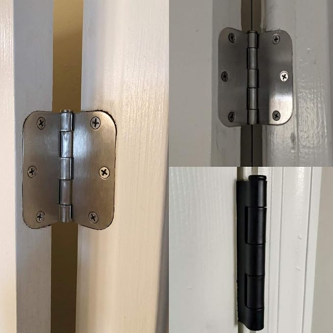 30 Pack Rounded Matte Black Door Hinges 3.5 Inch 5/8" Radius Interior 3 1/2" - Image 6