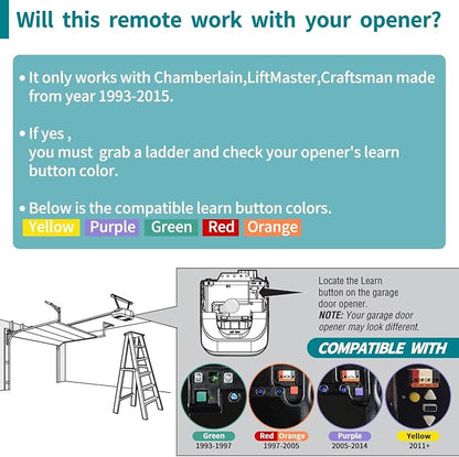 2 Garage Door Opener Remote, for LiftMaster Chamberlain Openers - Image 3