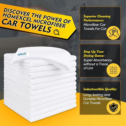 HOMEXCEL White Microfiber Cleaning Cloth 50 Pack, 12.5 x 12.5 inch Microfiber - Image 2