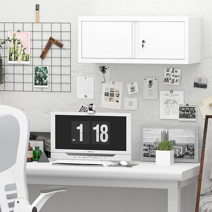 GREATMEET Locking Cabinet, Garage Storage Cabinet, Metal Wall Mounted Storage - Image 6