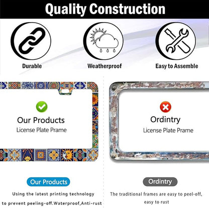 2Pack Mexican Tiles License Plate Frames Mandala Boho License Plate Frame Car - Image 4