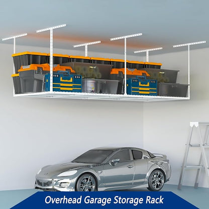 3 x 8FT Overhead Garage Storage Rack, Adjustable Ceiling Storage Racks - Image 3
