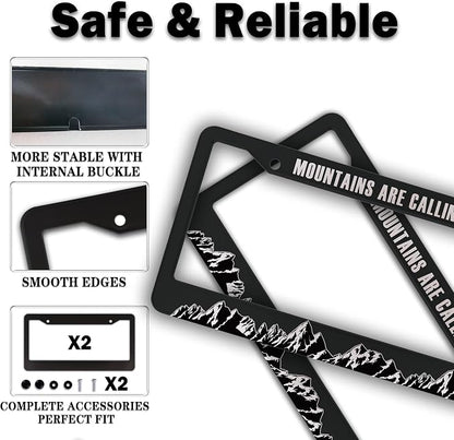 License Plate Frames Black and White License Plate Frame Holder Mountains are - Image 4