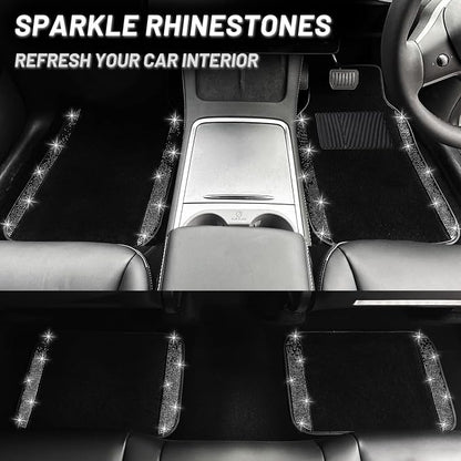 NBTEPEM Black Bling Car Floor Mats Full Set, Universal Fit Most Cars - Image 4