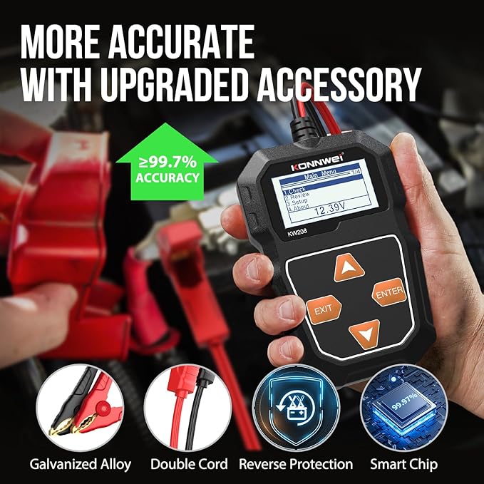 KONNWEI KW208 12V Car Battery Tester, 100-2000 CCA Load Tester Automotive - Image 3