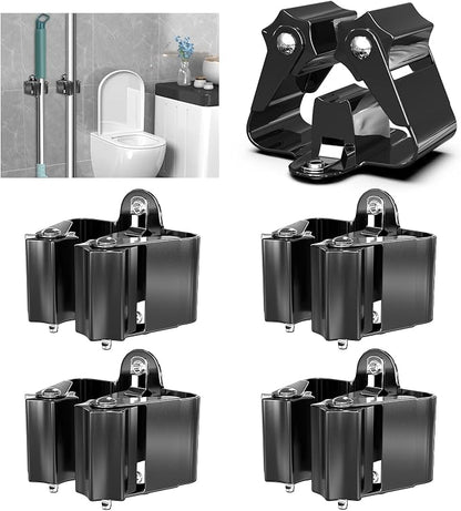3-H Stainless Steel Broom Holder Wall Mount 4-Pack-Heavy Duty Mop Organizer by 3-H