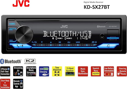 JVC KD-SX27BT Car Stereo with Bluetooth, 100W Digital Media Receiver, 1.5A USB - Image 2