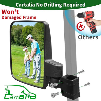 Golf Cart Side Mirrors No Drilling, Universal Folding Rear View Mirror - Image 2
