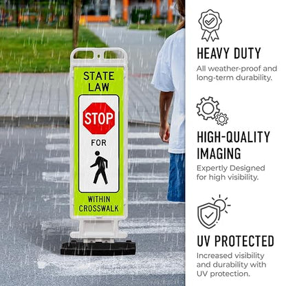 State Law Stop for Pedestrian Within Crosswalk MUTCD R1-6a Sign, Double Sided - Image 6