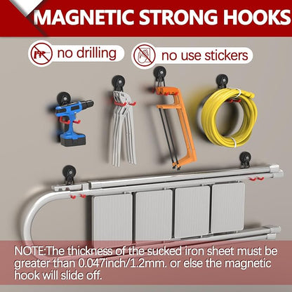3-H Heavy Duty Magnet Garage Hooks 4 Pack, Extra Large Strong Magnetic Hooks - Image 6