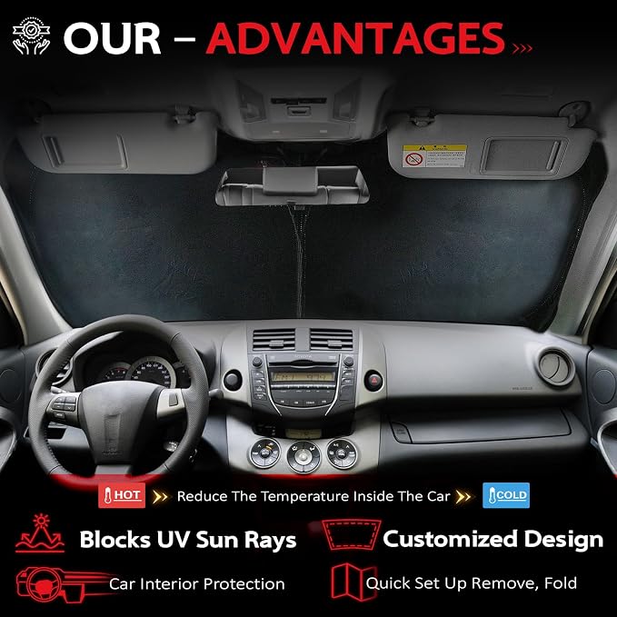 KAYZT Windshield Sun Shade for 2013-2017 Subaru Crosstrek SUV Foldable Sunshade - Image 4