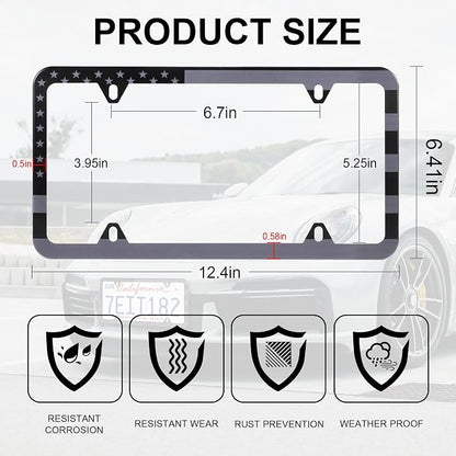 LivTee American Flag License Plate Frames, 4 Holes Stainless Steel License - Image 3