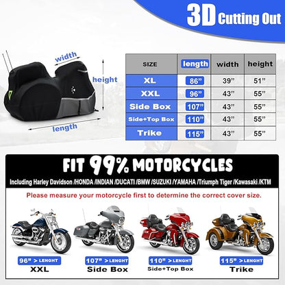 Motorcycle Cover with Side+Top Box Heavy Duty 420D Waterproof - Image 6
