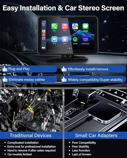 7" HD Apple Carplay Screen for Car，2-in-1 Wireless CarPlay Suitable for Apple - Image 7