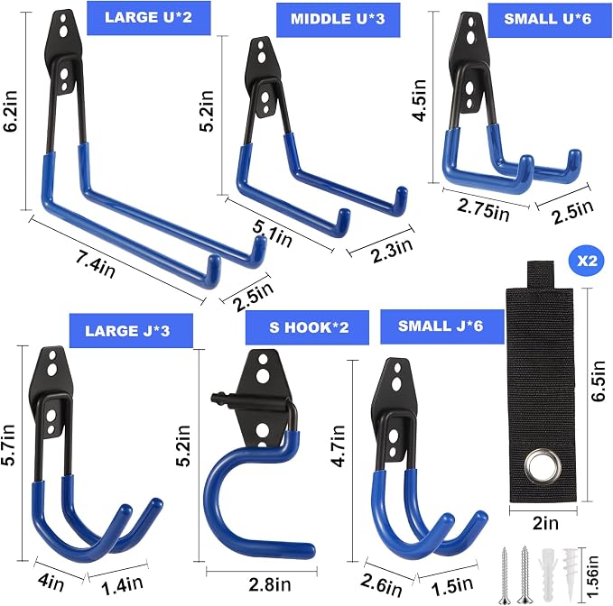Garage Hook Heavy Duty Wall Storage Hangers, 24 Pack Garage Storage Hooks Steel - Image 2