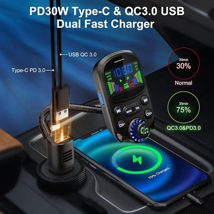 Bluetooth 5.3 FM Transmitter for Car- SOARUN Bluetooth Car Adapter PD30W & USB - Image 3