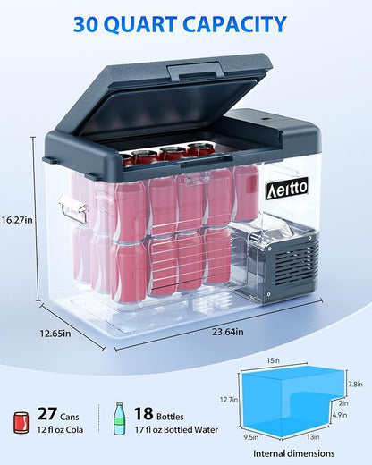 Aeitto 12 Volt Car Refrigerator 30Quart Car Fridge Freezer Electric Cooler - Image 4