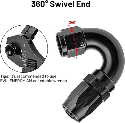 EVIL ENERGY 8AN 150 Degree One Piece Full Flow Hose End Fitting Swivel - Image 4