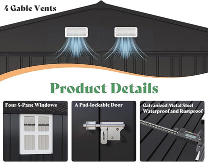 AMERLIFE 13.2x21x8 FT Outdoor Metal Garage Shed, Extra Large Storage Shed - Image 6