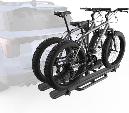 Aluminum 2 EBikes Rack Foldable 2'' Hitch Mounted Carrier Racks w/Ramps Over by KUIPERAUTO