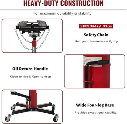 Transmission Jack 1100 LBS Hydraulic Telescoping 2-Stage Lift Jack Stand - Image 3