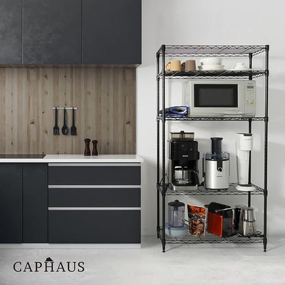 CAPHAUS NSF Black Adjustable 3-Tier Shelf Wire Shelving Unit w/Liner, Garage & - Image 8
