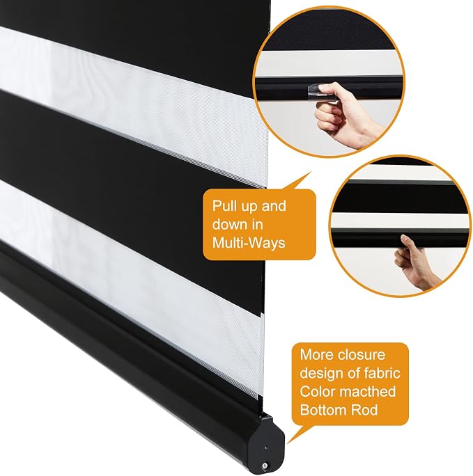 Persilux Cordless Zebra Blinds for Windows Free-Stop Dual Layer Roller Windows - Image 3