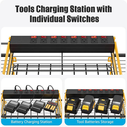 CCCEI Yellow Power Tool Organizer Wall Mount, Large Tools and Battery Storage - Image 2