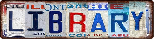 LIBRARY Vintage Metal Tin Street Sign Bar Cafe Garage Cave Home Room Wall by Unknown