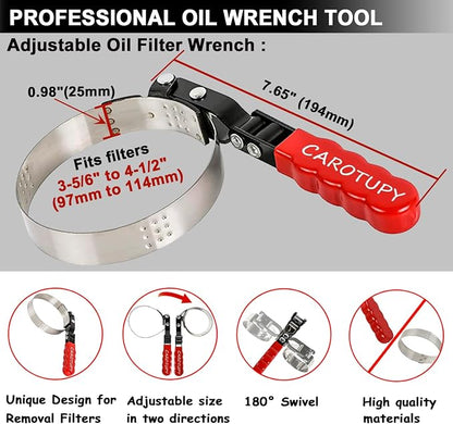 Medium Oil Filter Wrench, Oil Filter Removal Tool Adjustable from 3-5/6" to - Image 2