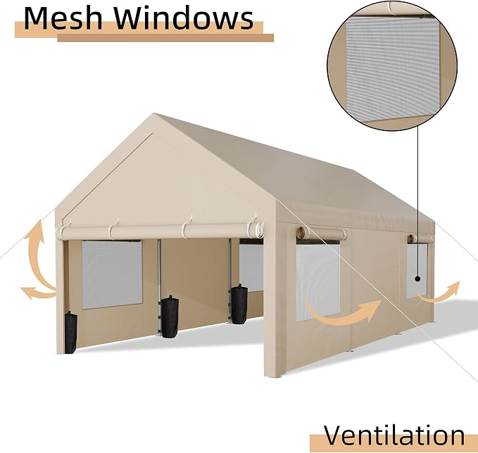 JY QAQA Carport, 10x20 FT Heavy Duty Carport - Image 6