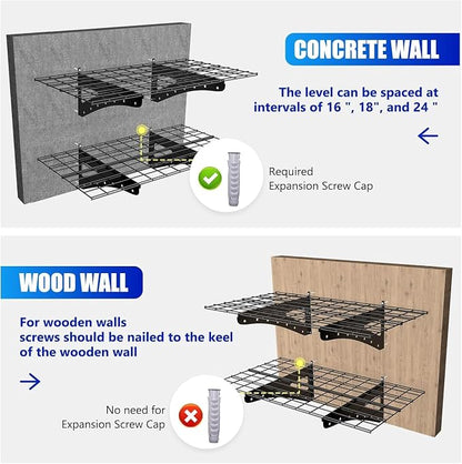 2-Pack Garage Wall Shelving, 2x4ft Walls Shelf Storage Rack, Sturdy Walls - Image 7