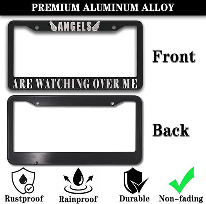 Car Plate Frames Black and White License Plate Protector Angels are Watching - Image 3