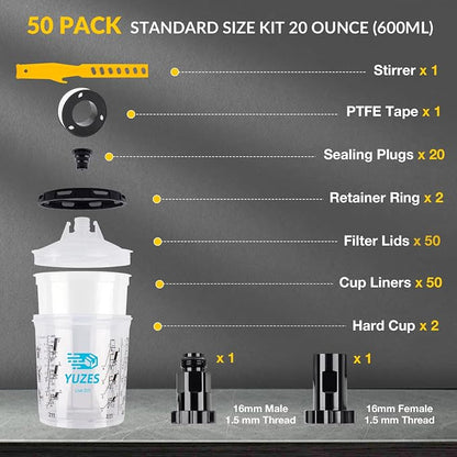 YUZES Paint Mixing Cups System 20 Ounce, 50 Disposable Paint Cups Liners and - Image 2