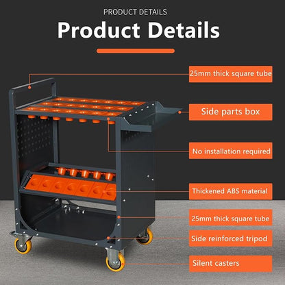Grey Classic 40 Taper CNC Tool Holder Transfer Cart, 35 Capacity CAT/BT40 - Image 3