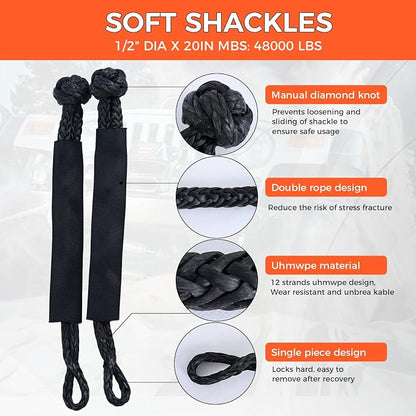 Kinetic Recovery Tow Rope, 48000LBS Snatch Strap - Image 3