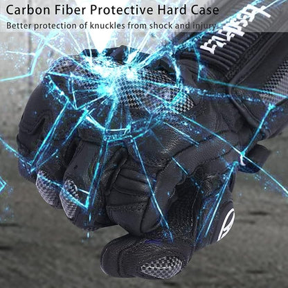 Harssidanzar Leather Motorcycle Gloves - Image 3