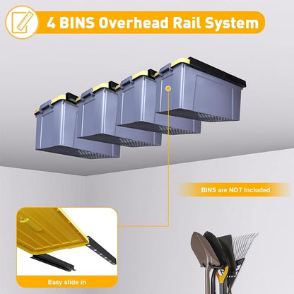 TOPOWN Overhead Garage Ceiling Bin Storage Rack, Heavy Duty Tote Slide Garage - Image 3