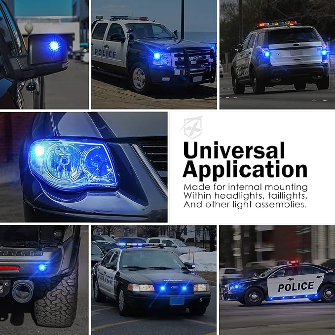 Xprite Blue LED Hideaway Strobe Police Lights Kit, 20 Flashing Patterns - Image 5