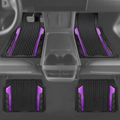 CAR PASS Heavy Duty Rubber Car Mats Metallic, Aluminum Film All Weather Floor - Image 5