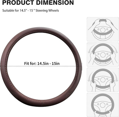 【2025 Model】 Breathable Soft Leather Car Steering Wheel Cover - Image 8