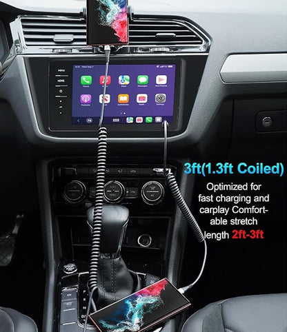 USB C Cable 3A Fast Charging 5FT Coiled USBC to USBC Charger Cable - Image 4