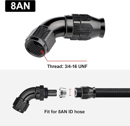EVIL ENERGY 8AN 60 Degree PTFE One Piece Full Flow End Hose Fitting Aluminum - Image 4