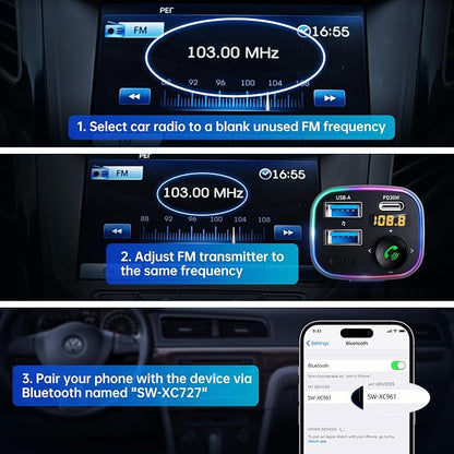 Syncwire Bluetooth 5.3 FM Transmitter Car Adapter 48W Wireless Radio Music - Image 7