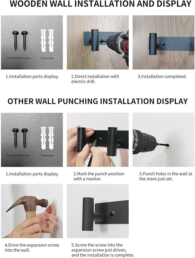 Wall Mounted Coat Rack-5 Hooks, Heavy Duty Stainless Steel Hook Rail - Image 8