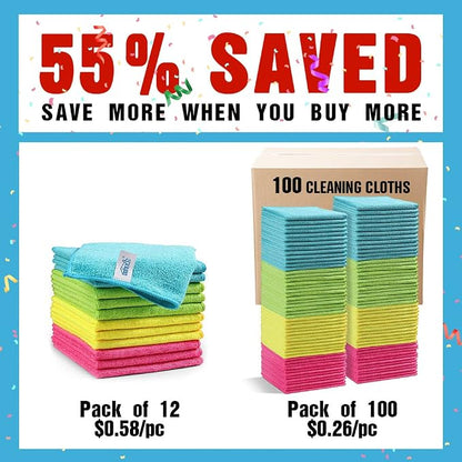 HOMEXCEL Microfiber Cleaning Cloth, 100 Pack Cleaning Rags, Cleaning Towels - Image 2